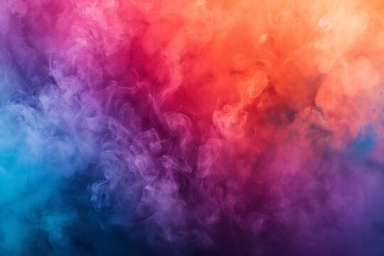 colorful haze concentrated in lower half of frame, upper area left blank for text, festive Holi ad