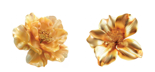 Elegant golden flowers displaying detailed petals and delicate structures