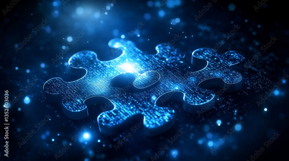 Poster cybersecurity digital information technology concept. interconnected polygon binary code on dark blu