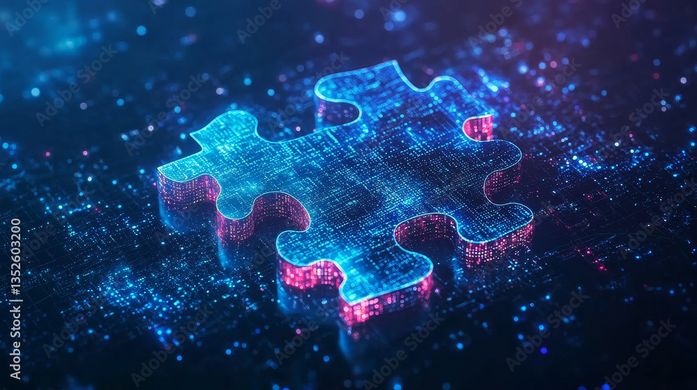 Poster cybersecurity digital information technology concept. interconnected polygon binary code on dark blu