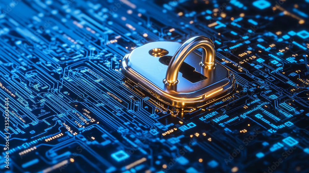 Poster cybersecurity digital information technology concept. polygon binary code connected on dark blue bac