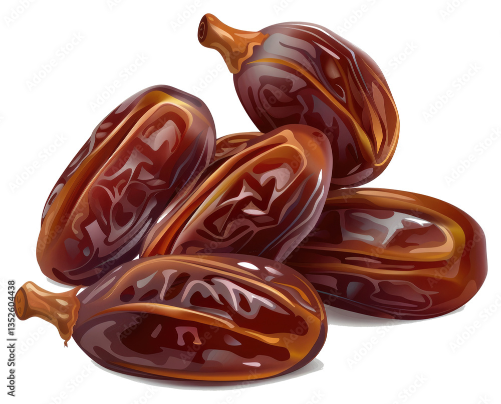 Poster a collection of fresh ripe dates displayed against a white background