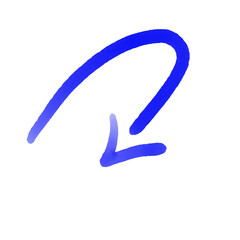 Dynamic Blue Swoosh Arrow Pointing Downward Against a Plain Background Illustrating Motion and Direction in Design