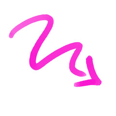 Pink Squiggle Arrow Pointing Downwards Against a Plain Background Emphasizing Direction and Creativity in Design
