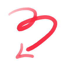 Neon Red Loop Arrow Pointing Down, Indicative of Direction in Urban Settings, Creating a Bold Visual Statement