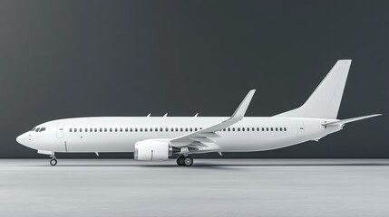 Fototapeta premium White Aircraft Taxiing on Runway. Space for Text. Ideal for Travel and Airline Promotions.