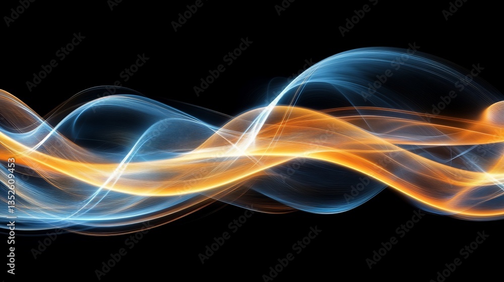 Poster dynamic abstract wave of flowing energy on a black background image