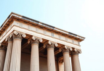 Naklejka premium Elegant fluted Doric column, weathered stone, ancient Greek architecture, architecture, Greek