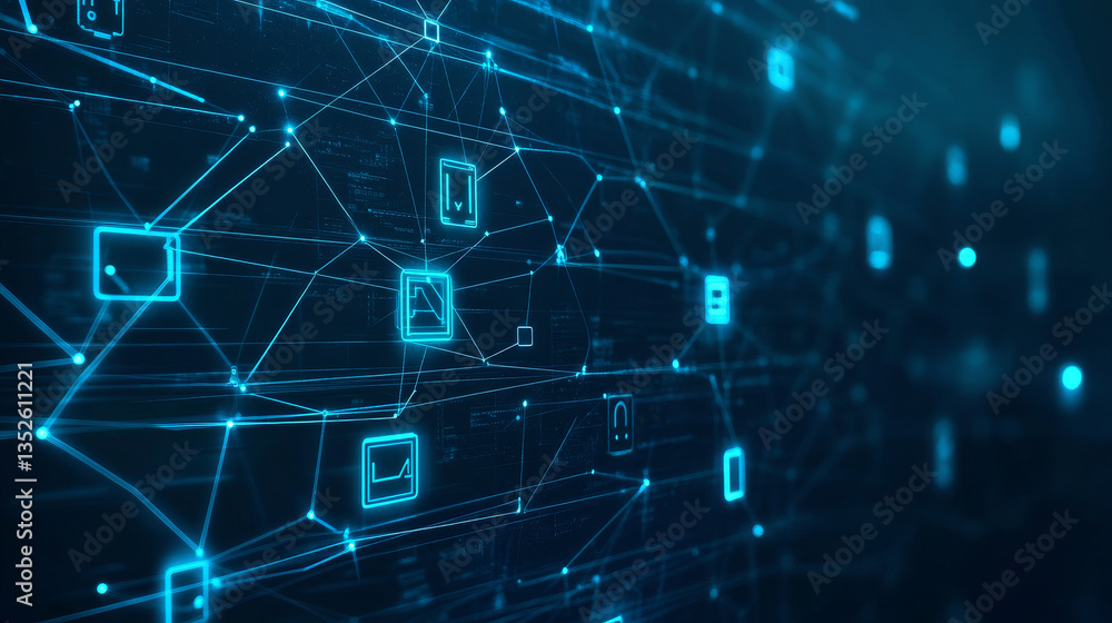 Poster abstract concepts of cybersecurity technology and digital data protection. protect internet network 
