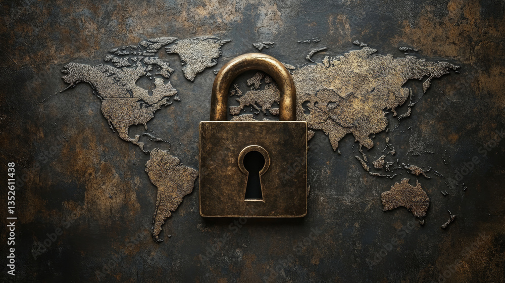 Poster data protection concepts in cybersecurity and privacy technologies. there is a large padlock that st