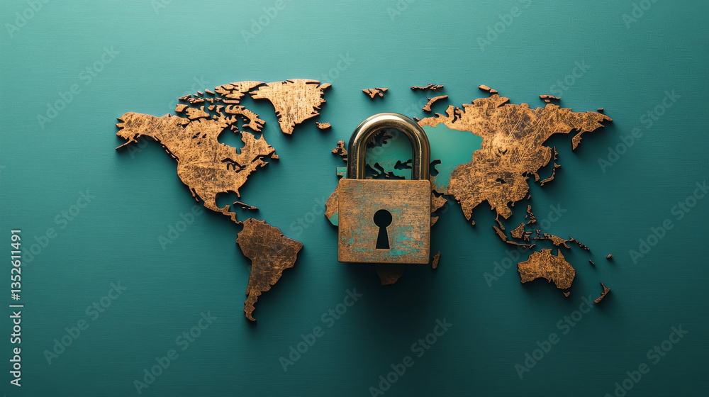 Poster data protection concepts in cybersecurity and privacy technologies. there is a large padlock that st