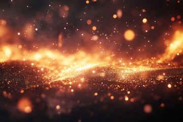 Naklejka premium Fire explosion on a dark background, with glowing particles and a bokeh effect. 