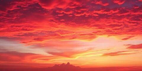 Fototapeta premium Fiery pink and orange sunset hues paint the dramatic sky, gradation, golden hour