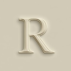 Elegant Letter 'R' Relief Sculpture on Pale Background - Detailed Monochromatic Art Piece.