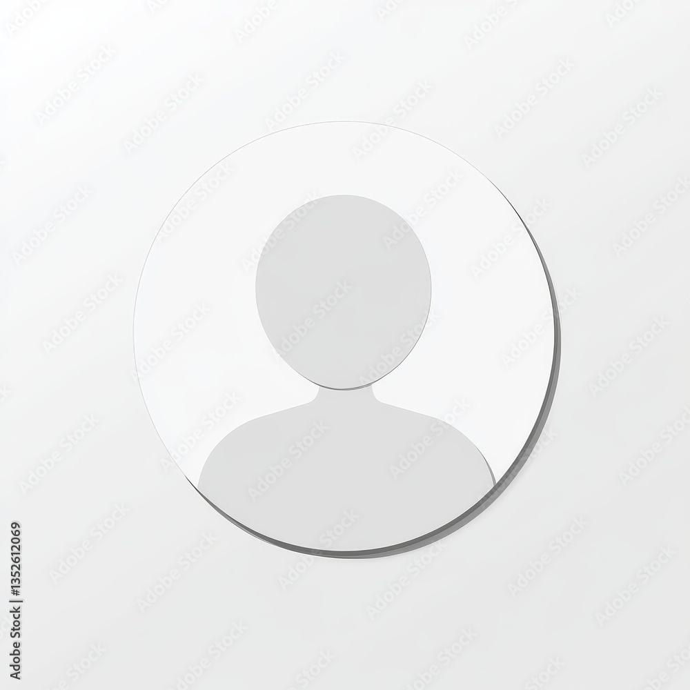 Poster Generic White Profile Icon with Soft Shadows on a Clean White Background for Website or App User Interface.