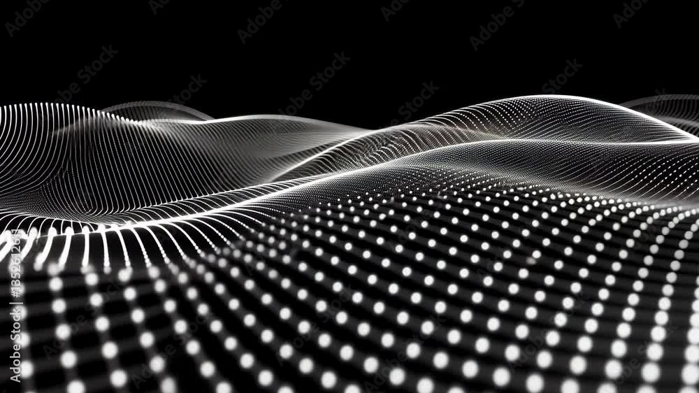 Poster futuristic wireframe background with plexus effect and dynamic waves generative ai