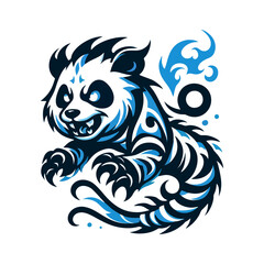 Tribal panda tattoo illustration with intricate ornamental black and white animal design featuring swirling patterns ethnic wildlife art creative vector artwork inspired by nature and spiritual symbol
