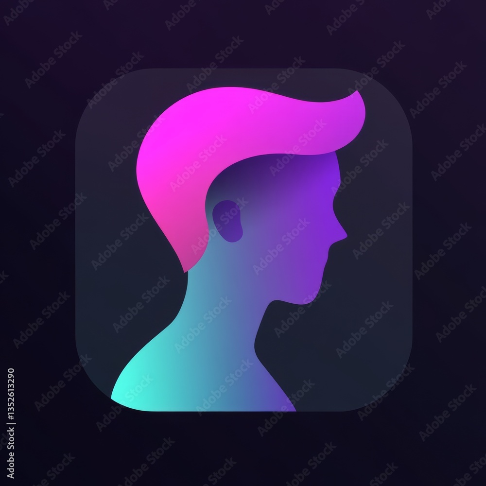 Aufkleber neon gradient profile: abstract portrait illustration with modern color palette and sleek design