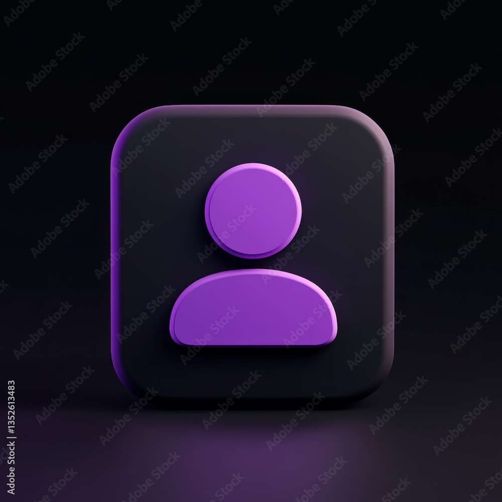 Aufkleber Purple Profile Icon: A Stylish 3D Rendering with Rounded Edges on a Dark Background