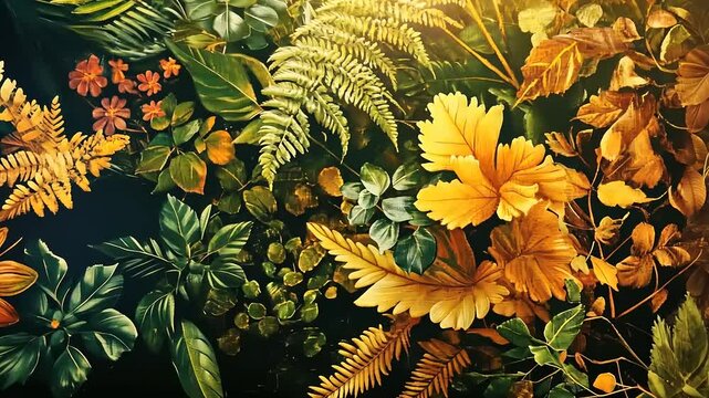 Autumnal Foliage: A Botanical Tapestry of Golden and Green Hues