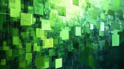 Abstract image of green blocks arranged in different angles