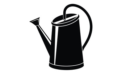 Garden watering can icon silhouette, Watering can silhouette with handle and spout