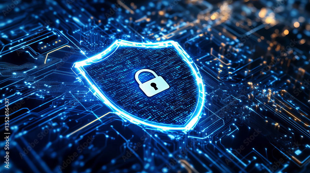 Poster data protection is a concept in cybersecurity and privacy technologies. there is a shield in the mid