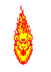lion tete en flamme feu flame