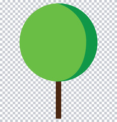 Flat Green Tree Icon with Round Leaves on Transparent Background – Minimal Nature Symbol PNG