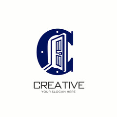 Letter C Logo Design with Doorway Concept