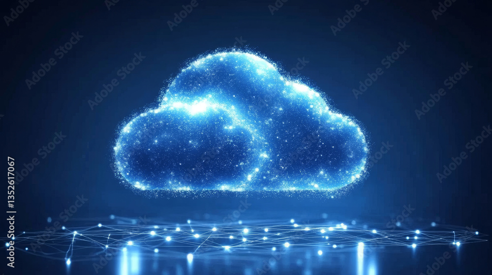 Poster cloud and edge computing technology concept with cybersecurity data protection system. there is a pr