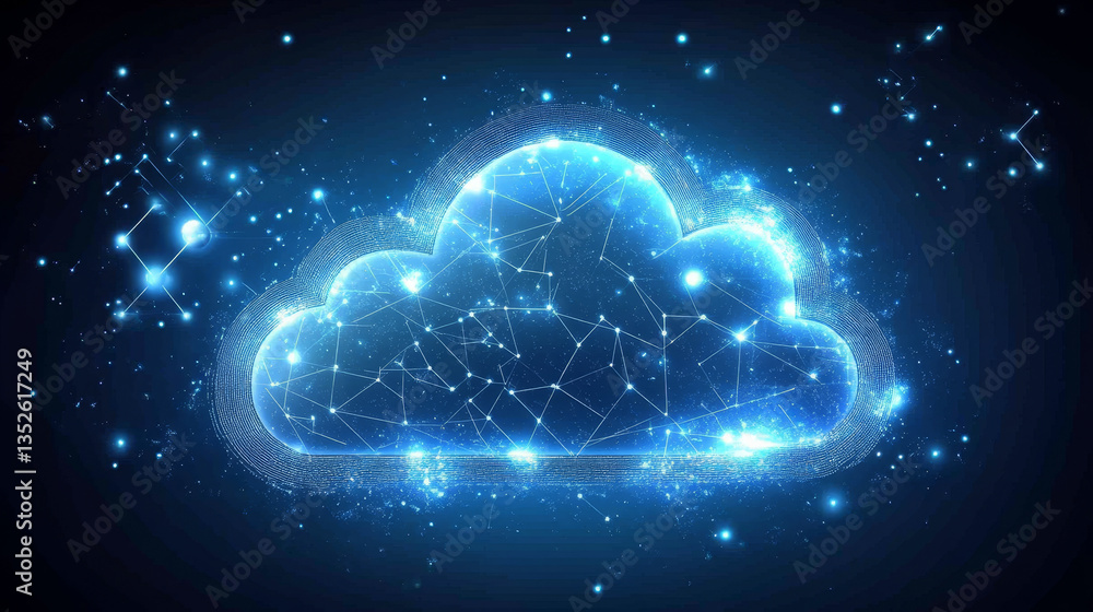 Poster cloud and edge computing technology concept with cybersecurity data protection system. there is a pr