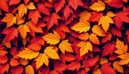 Intricate autumn leaf pattern in warm, rich tones, orange, yellow