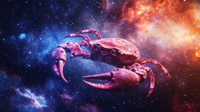 Cancer Zodiac Symbol in Cosmic Nebula: Spiritual Astrology Concept for Horoscope and Esoteric Insights