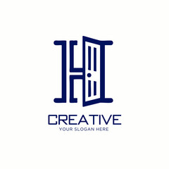 Minimal Letter H Logo Design with Open Door Concept