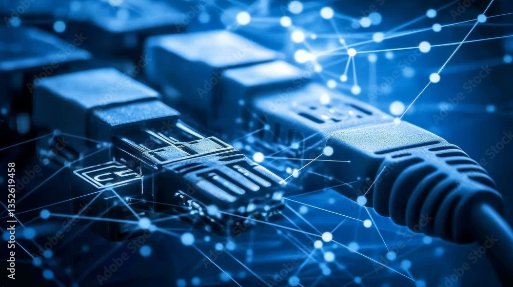 Poster abstract concepts of cybersecurity technology and digital data protection. protect internet network 