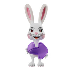 Obraz premium Easter bunny with a share icon. 3d illustration