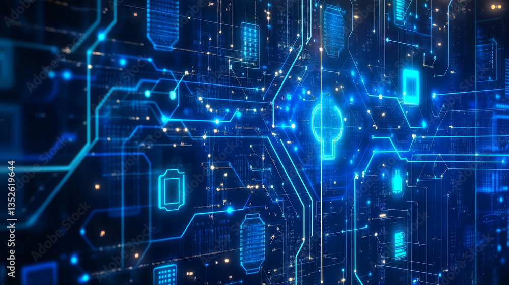 Poster abstract concepts of cybersecurity technology and digital data protection. protect internet network 