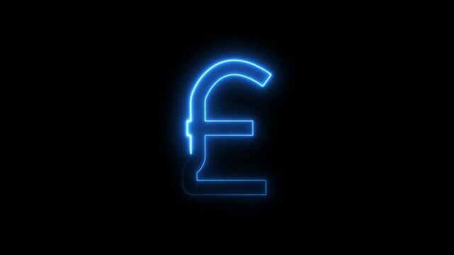 British pounds icon,franc coin neon icon.Concept of market or changes in currency value, reflecting a sense of British identity.