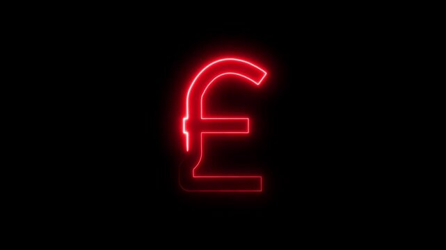 British pounds icon,franc coin neon icon.Concept of market or changes in currency value, reflecting a sense of British identity.