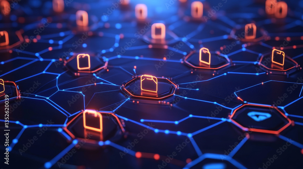 Poster abstract concepts of cybersecurity technology and digital data protection. protect internet network 