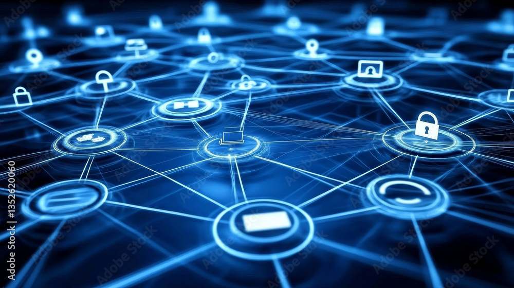 Poster abstract concepts of cybersecurity technology and digital data protection. protect internet network 