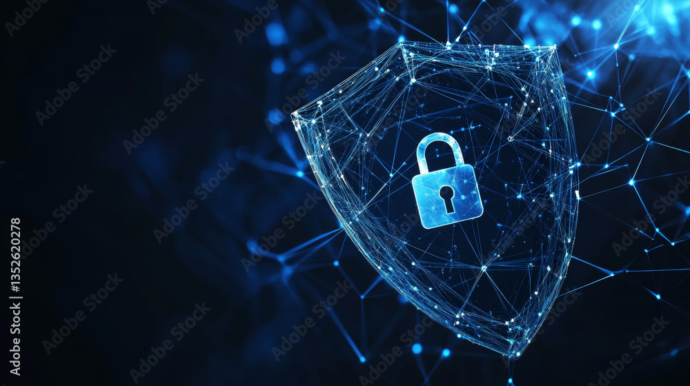 Poster it's the idea of securing information and maintaining privacy in cyberspace. in the center, there is