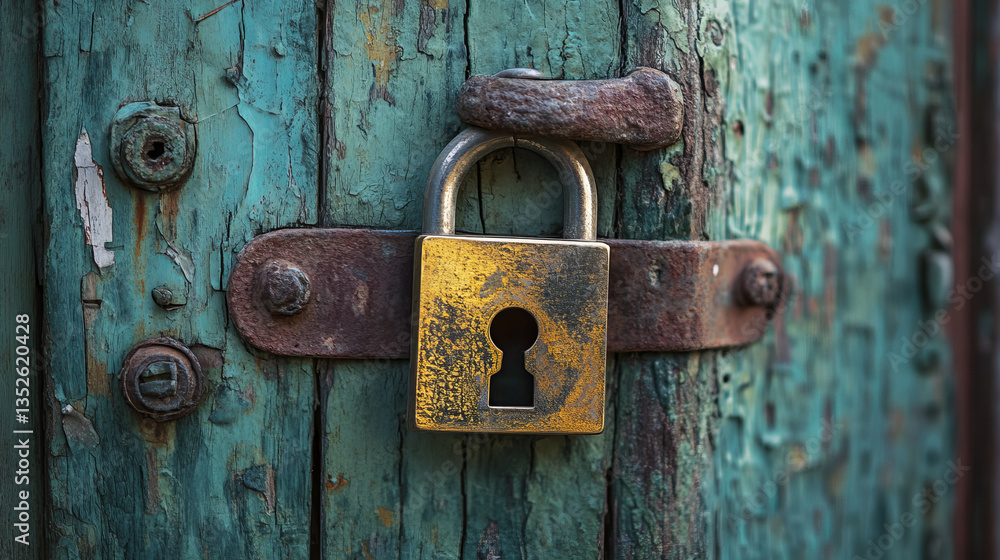 Poster lock icon cyber security, digital data network protection, future technology network background conc