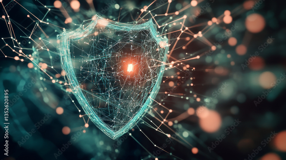 Poster data protection is a concept in cybersecurity and privacy technology. there is a shield on the left 