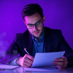 Abogado realiza revisi&oacute;n final a documento legal