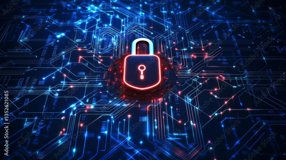 Poster abstract concepts of cybersecurity technology and digital data protection. protect internet connecti