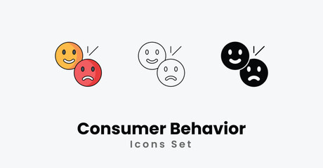 Consumer Behavior Icons thin line and glyph vector icon stock illustration