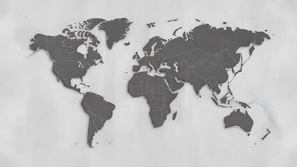 Gray world map silhouette flat vector illustration