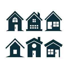Fototapeta premium Home button icons set. Home page icon. Simple house symbols. Building icon. Vector illustration. 
